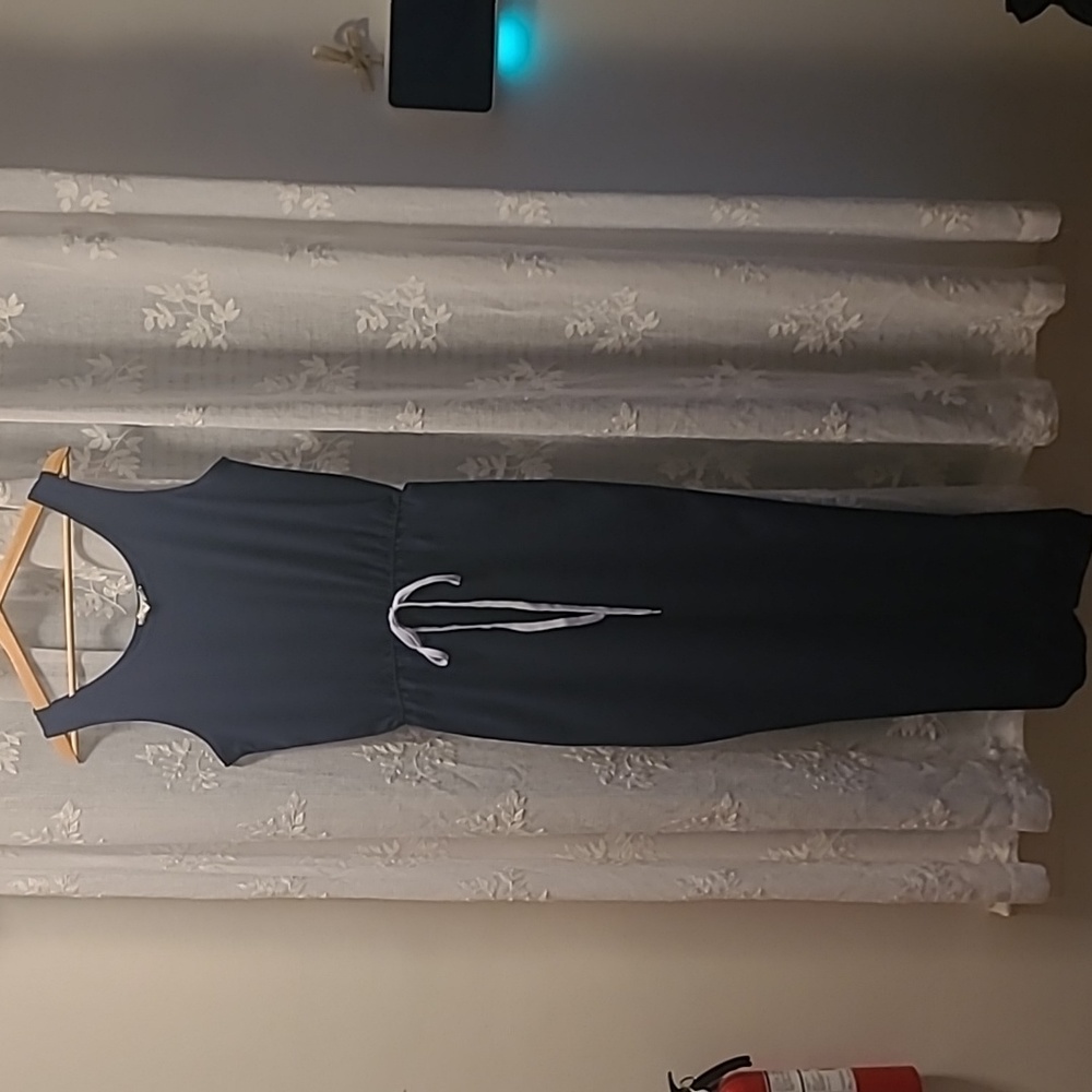 Navy blue jumpsuit. It's spandex material.
